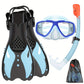 Youth Snorkel Set For Ages 7-16 - Full Dry Top Snorkel, Adjustable Fins - Premium Quality, Comfortable And Durable Set For Teen Snorkelers