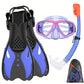 Youth Snorkel Set For Ages 7-16 - Full Dry Top Snorkel, Adjustable Fins - Premium Quality, Comfortable And Durable Set For Teen Snorkelers