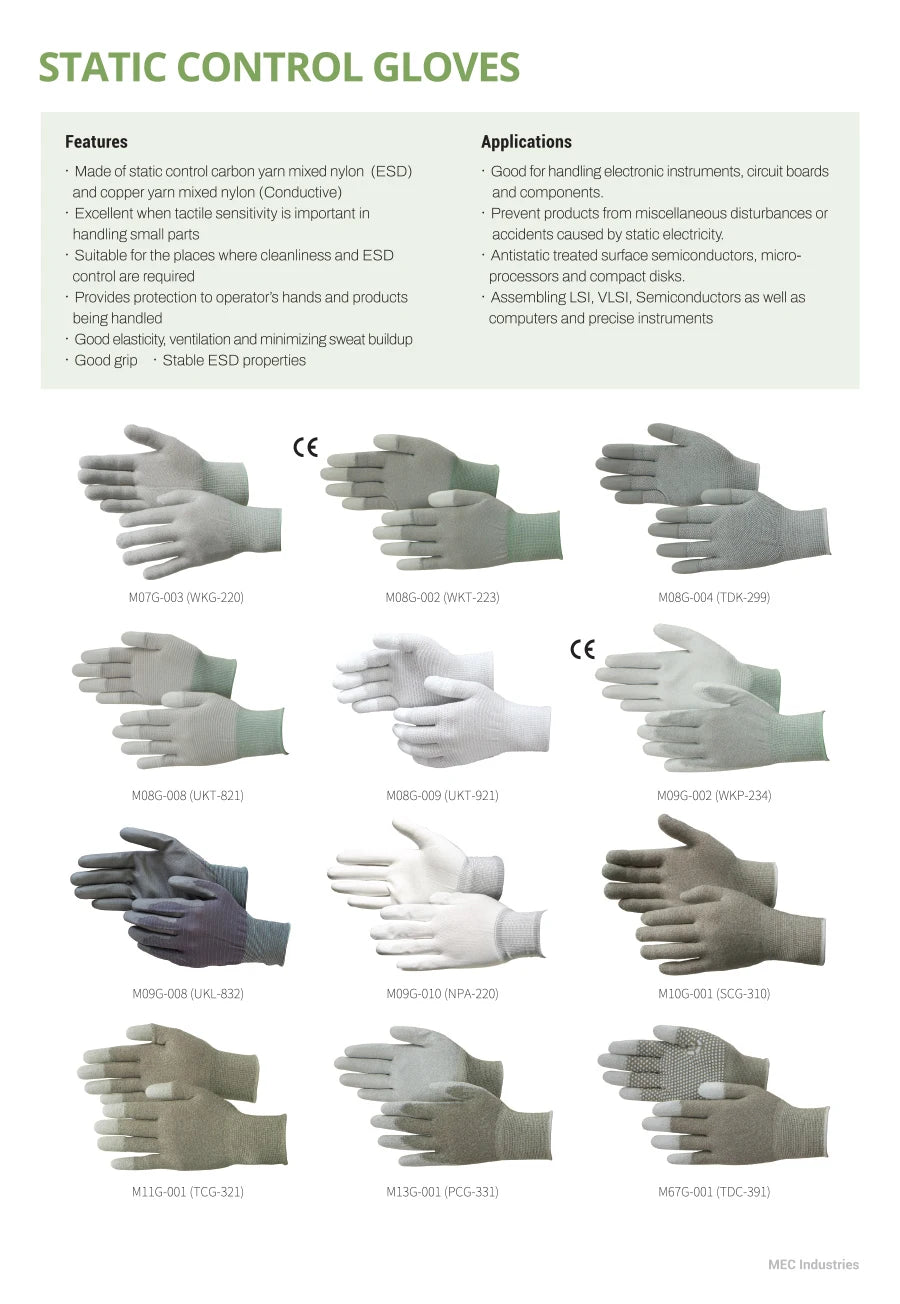 Made in Korea Conductive Dot Gloves Copper Yarn and Nylon Static Control ESD Gloves