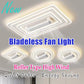 New Design Bladeless Modern Square Led Ceiling Fan With Light Remote Control White Invisible Fan Lamps for Living Room