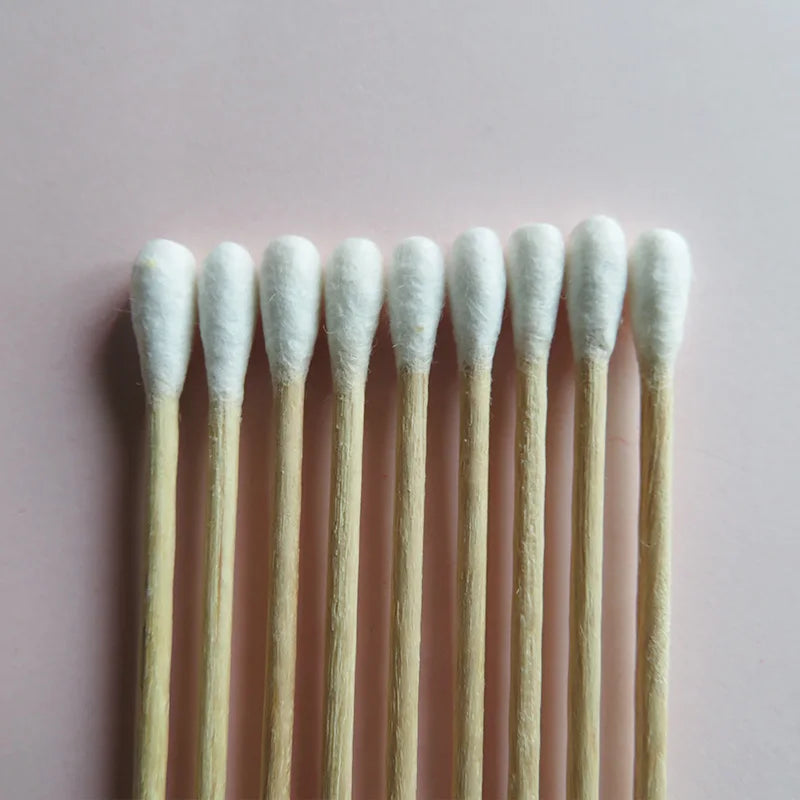 Hot 3'' 75mm Industrial Double Round Head Ended Wooden Stick Cleaning Cotton Buds Swabs