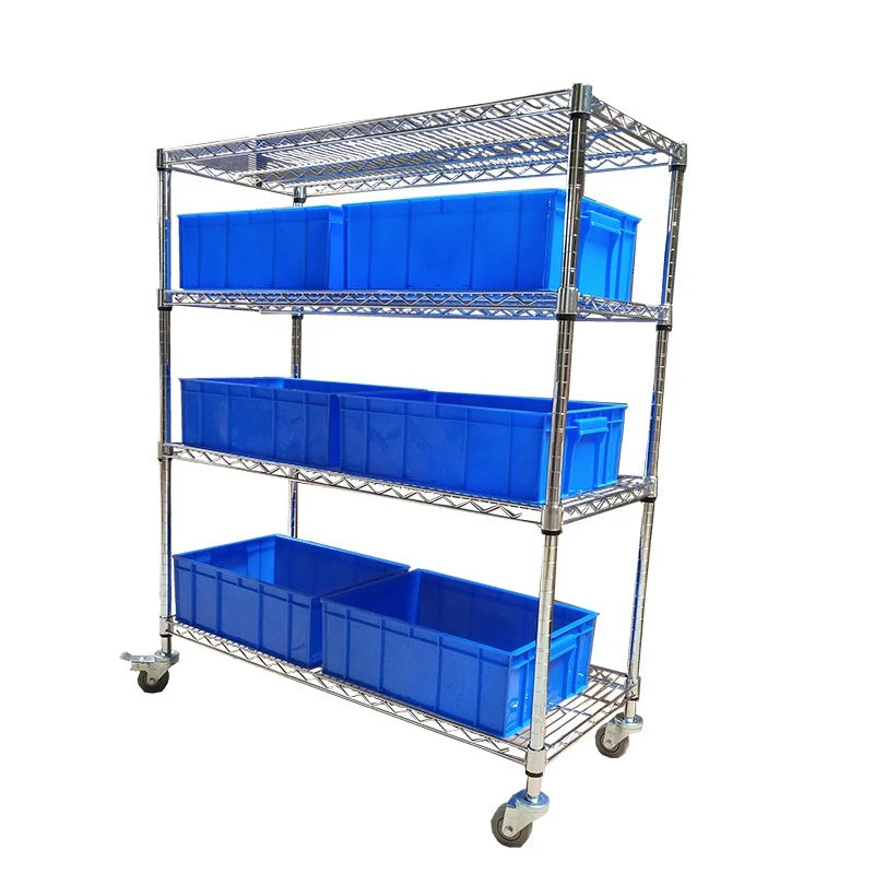 Hot Selling Heavy Duty Chrome Wire Industrial ESD Rack Shelf Customizable Four-Wheel Platform 200kg Load Capacity OEM Options
