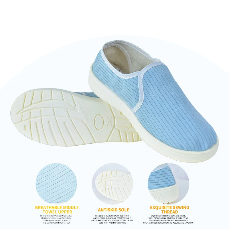 Light Blue Esd Shoes Conductive Safety Working Shoe Esd Safety Footwear Navy Blue Pu Sole Esd Mesh Working Boots