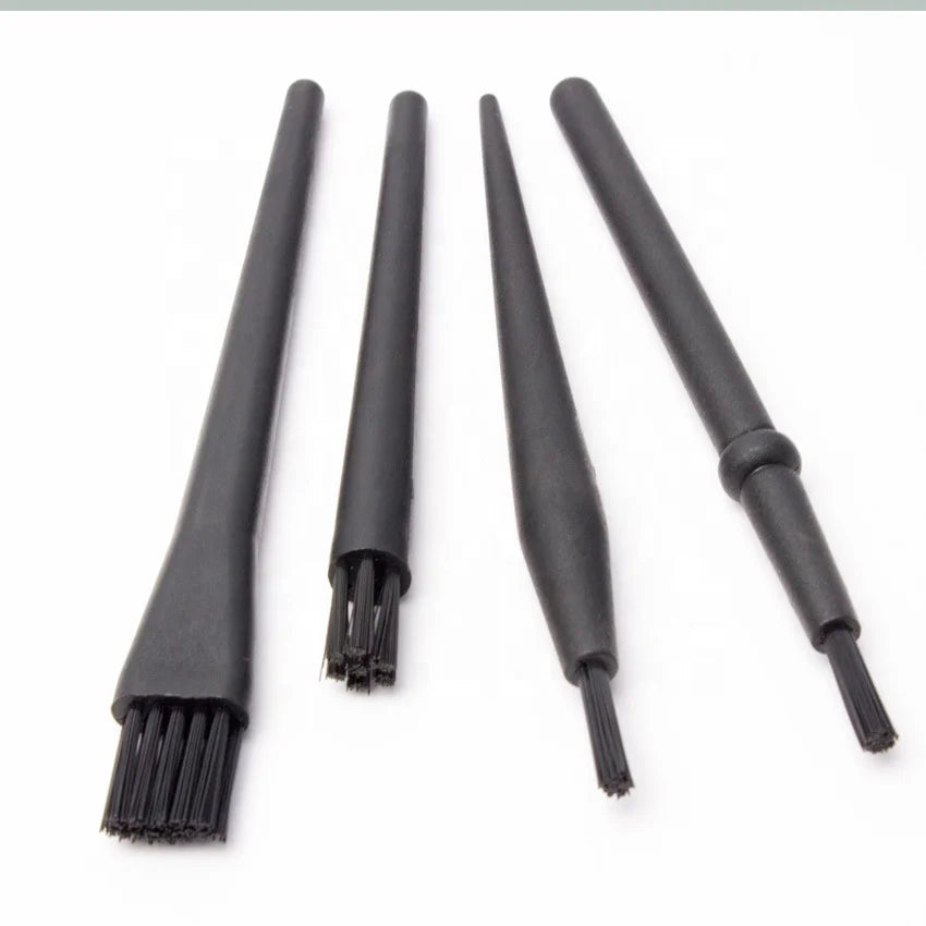 Industrial Small Black Round Handle SMT Machine Black Carbon Fiber Antistatic Cleanroom Conductive ESD Brush for PCB Cleaning