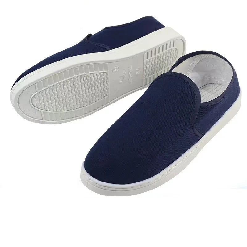 PVC Canvas ESD Magic Cleanroom Shoe Dark Blue Antistatic