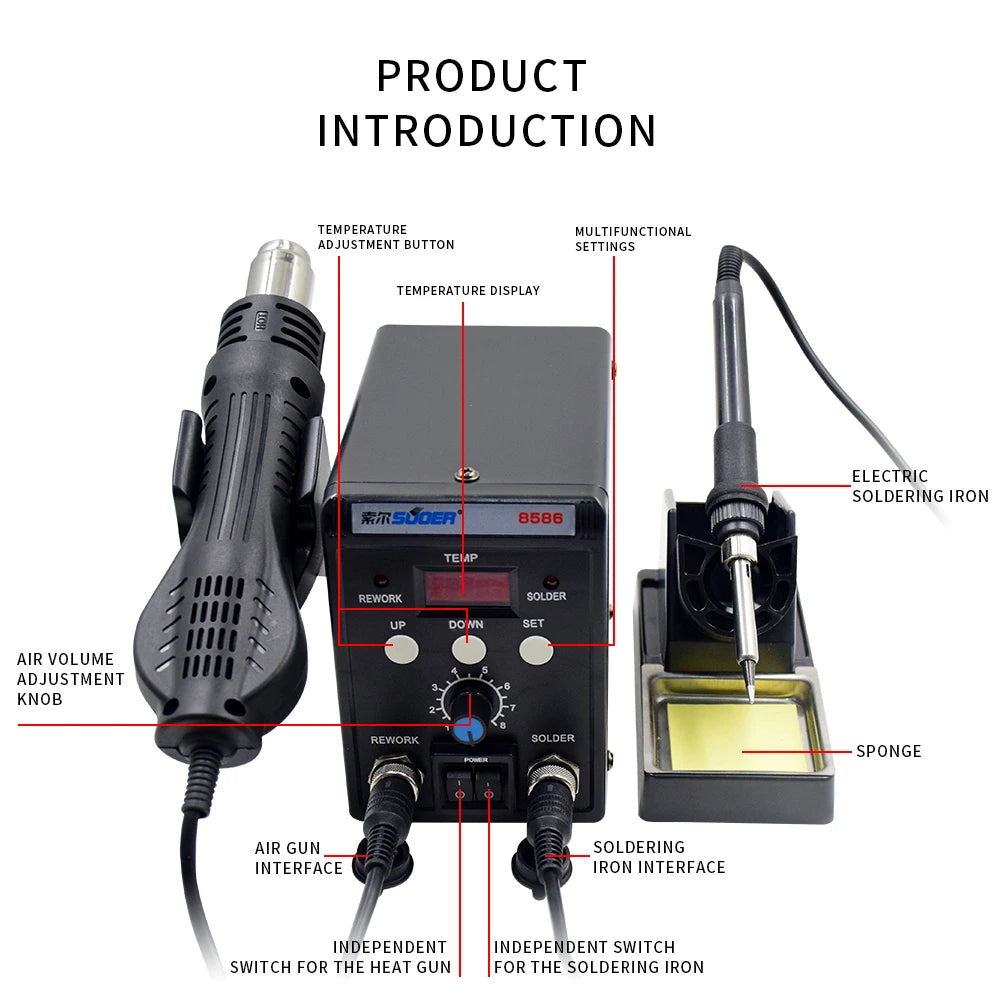 Digital Electric Portable ESD Rework Station Electric Soldering Irons Welding Machine New Model Portable Soldering Station