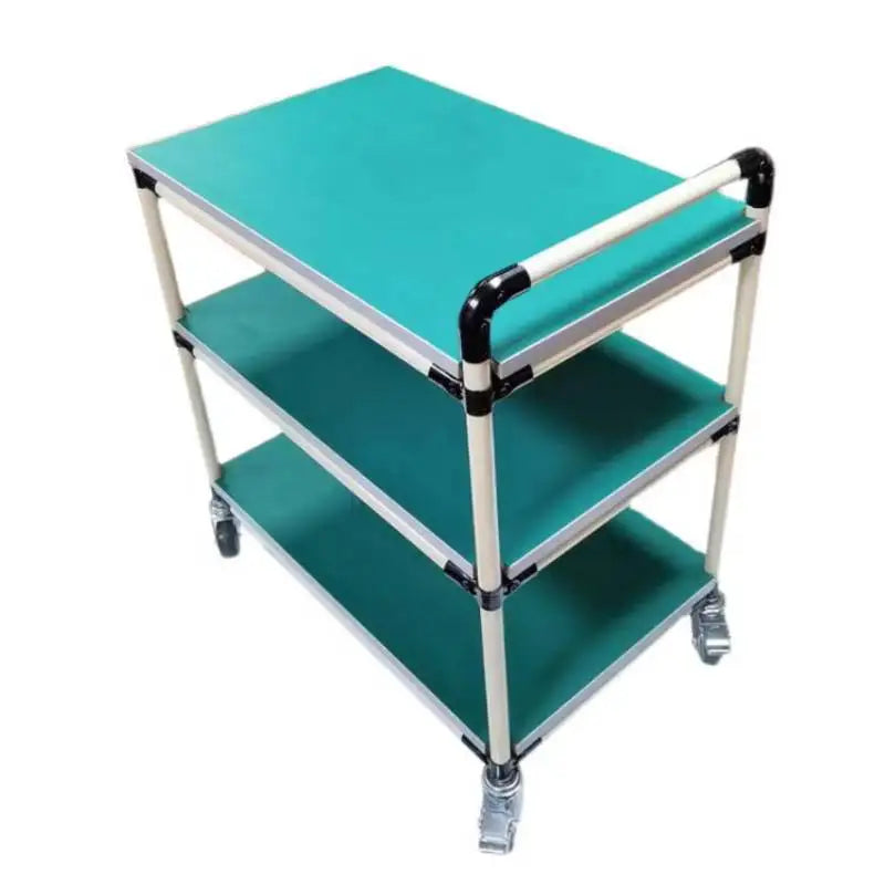 Industrial ESD Lean Tube Cart Workshop Trolley Multi Layer Aluminum Pipe Material Rack