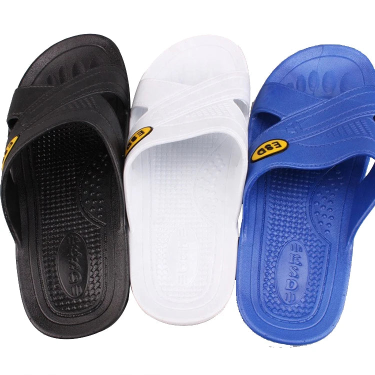 SPU Latest Design Slippers/antistatic Safety Shoes with Crossed Face/esd Slipper for Cleanroom