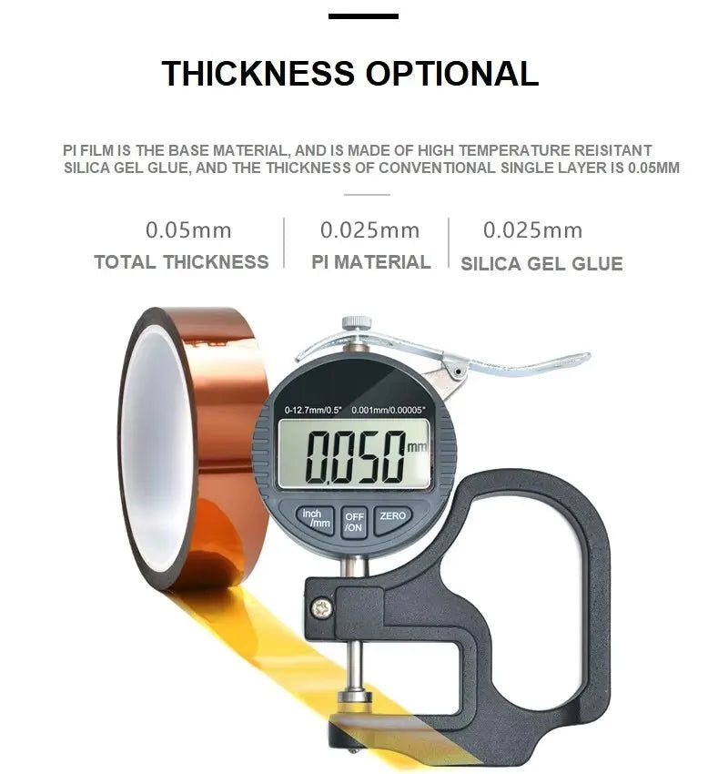 0.05mm*20mm*33m Polyimide Tape Insulating Material Anti Static Heat Resistant Electric High Temperature Tape Insulating
