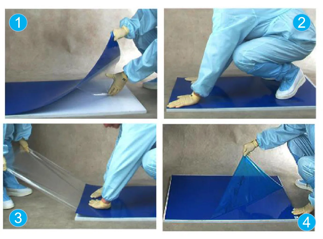 Blue Multi-Layer Peelable 18 X 36 Inch Adhesive Cleanroom Sticky Dust Mat for Shoe