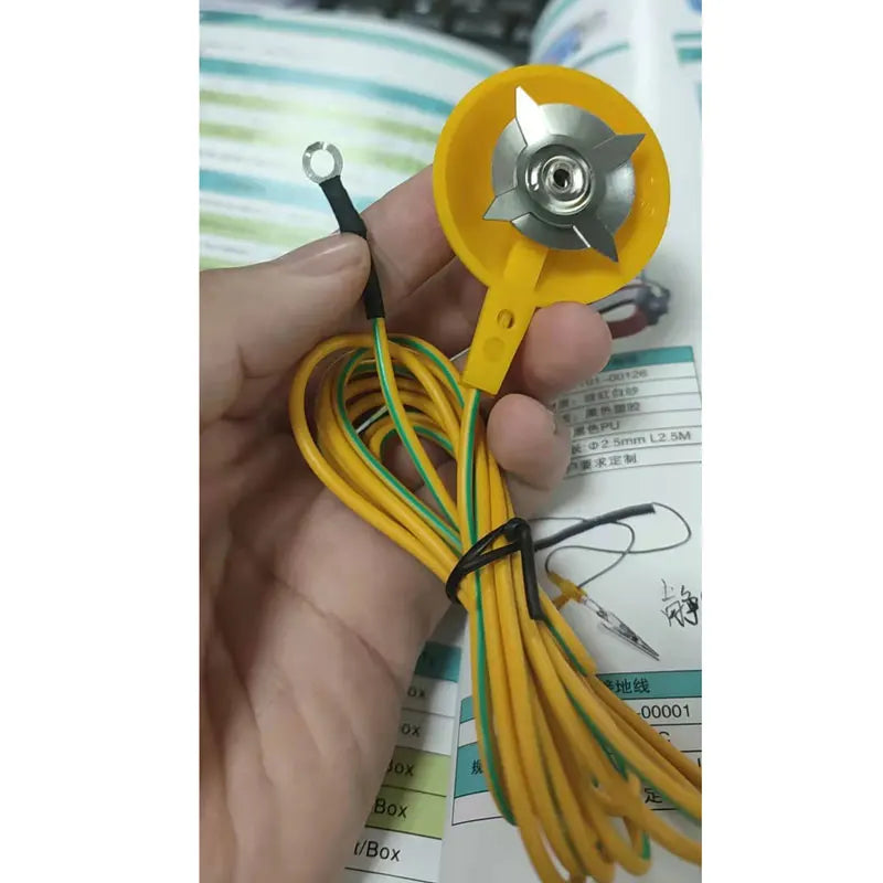 Green Yellow Antistatic Cleanroom Grounding Cord Earth Grounding Wire ESD Grounding Cable for ESD Mat Grounder