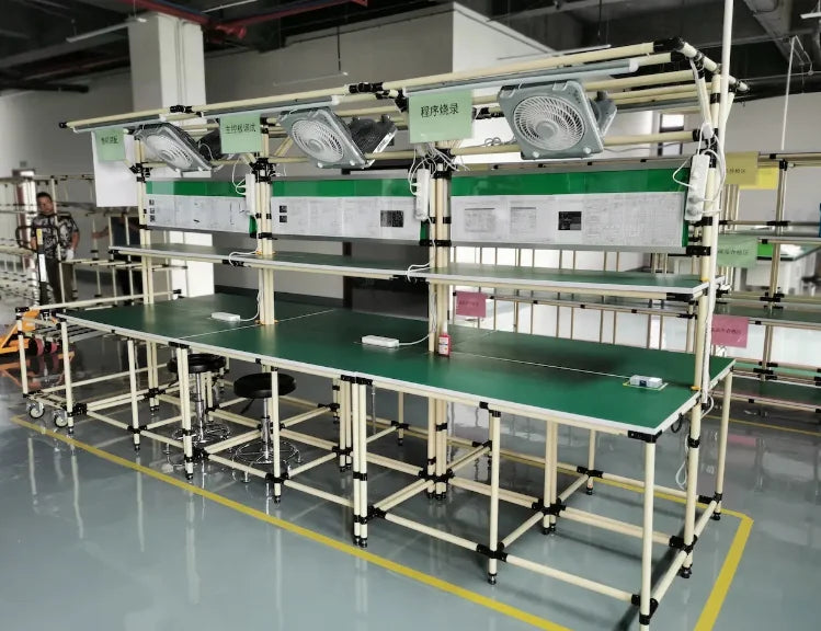 Customized Lean Pipe Racking System Esd Work Tables Production Line Table for Workshop