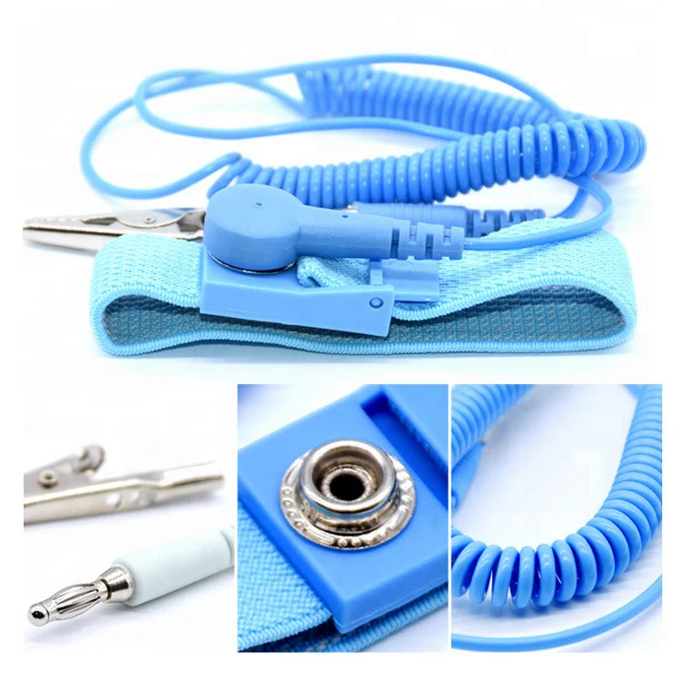 Custom Esd Wrist Strap Adjustable Blue Wired Wrist Strap Pvc Wrist Strap for Cleanroom