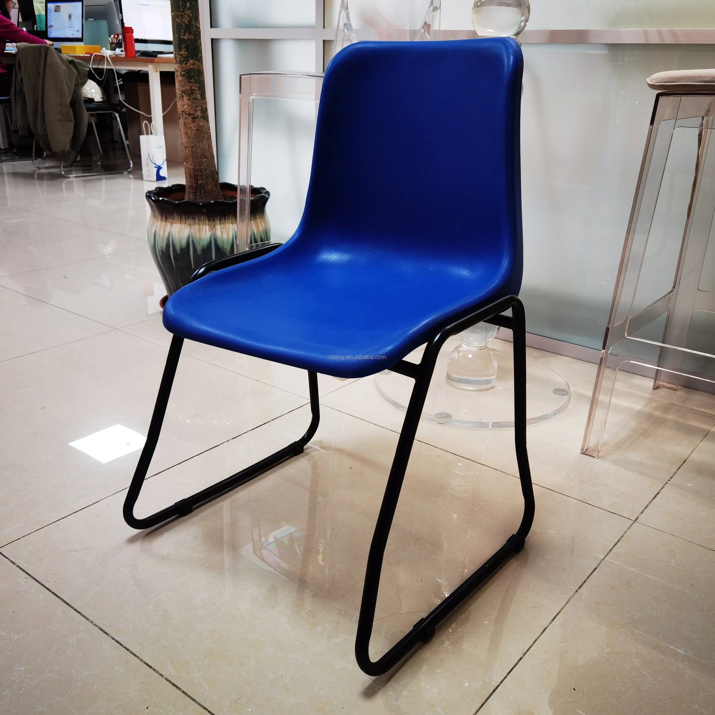 Anti-static Plastic Seat Metal Leg Dining Chair Wholesale High Quality Cheap Custom Stackable Fast Food Restaurant for Sale