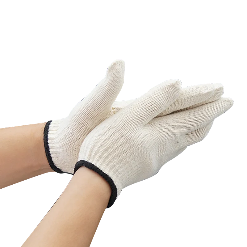 China Wholesale 7/10 Gauge Custom Logo Knitted Protective Hand Safety Gloves Strong Nature Original White Labour Working Gloves