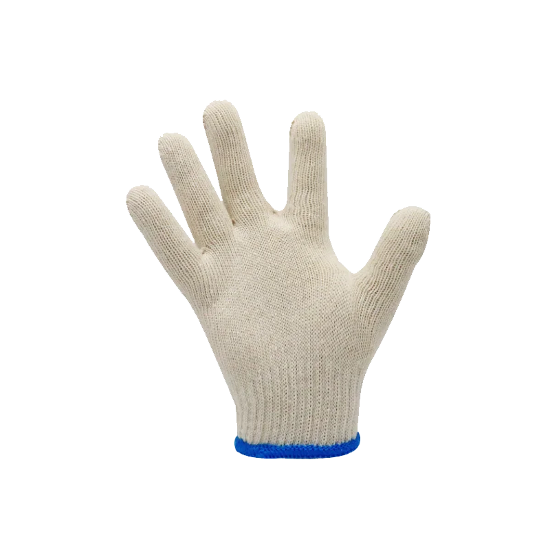 China Wholesale 7/10 Gauge Custom Logo Knitted Protective Hand Safety Gloves Strong Nature Original White Labour Working Gloves