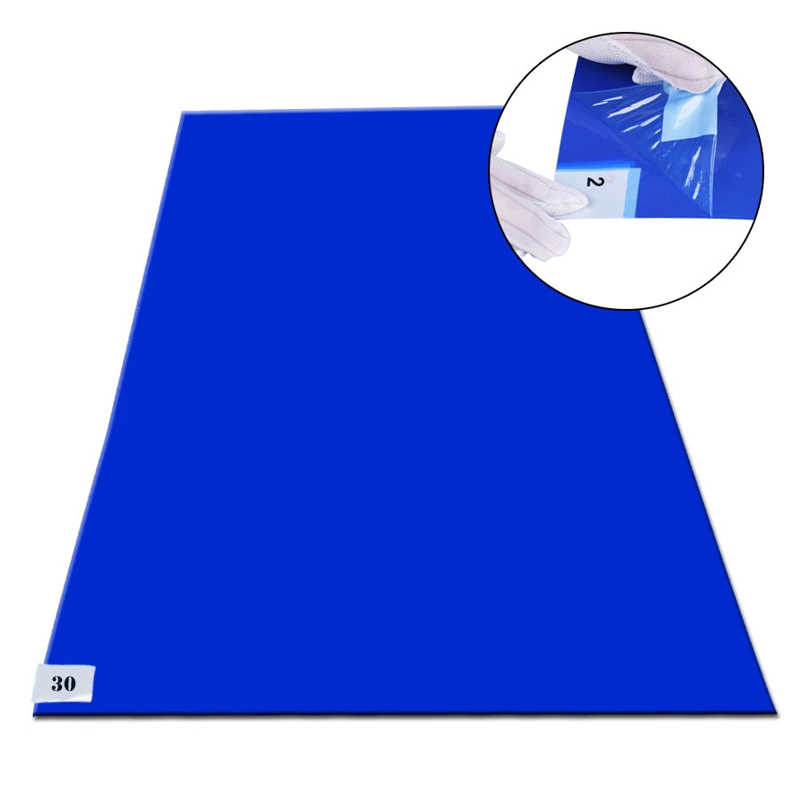 30 Layers White Blue Adhesive Floor Peelable Basketball Court Data Center Sticky Mats Sports for Cleaning Shoes