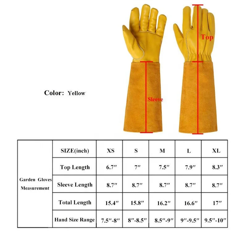 Anti Cut Resistant Flower Rose Pruning Thorn Proof Gloves Gauntlet Leather Women Long Sleeve Garden Gloves Split Leather Gloves