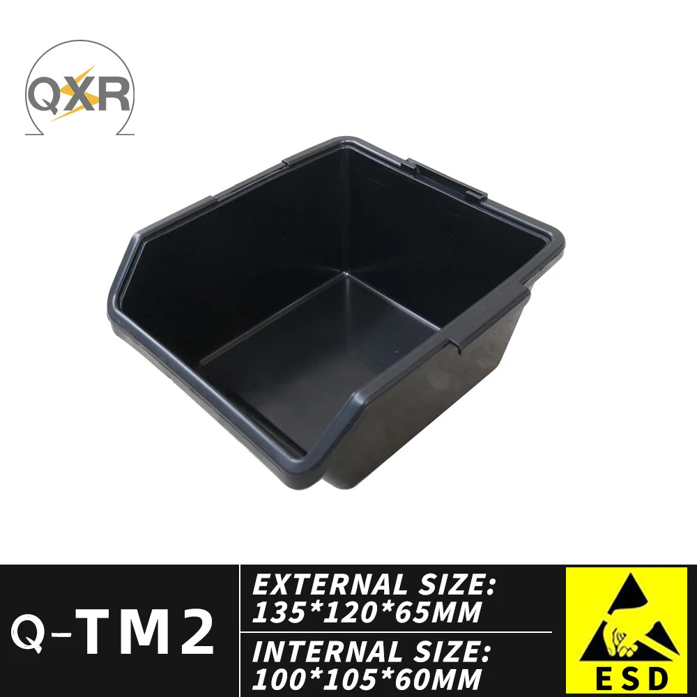QXR Q-TM1 125*110*60mm Left Right Interlocking Type Black Antistatic Plastic ESD Picking Bin