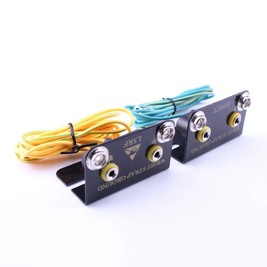 High Quality L Type PU 1.8 Meters Earth Anti-Static ESD Wrist Strap Dual Bench Grounding Socket Plug for Industrial Antistatic