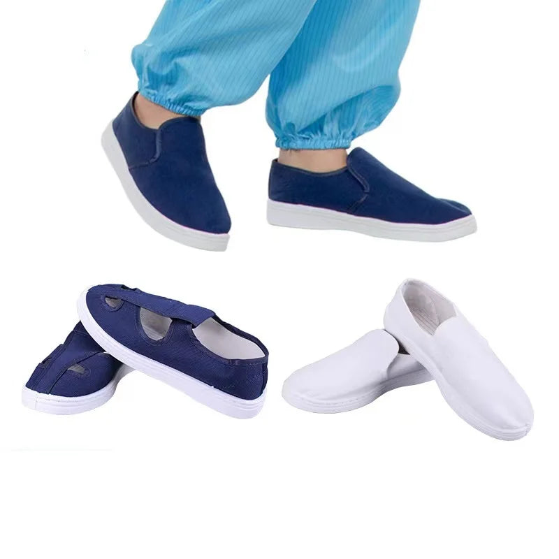 PVC Canvas ESD Magic Cleanroom Shoe Dark Blue Antistatic