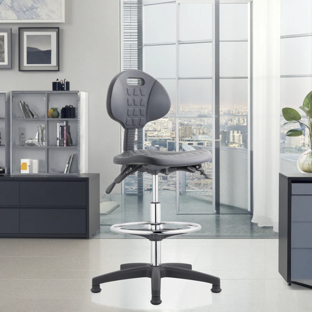 Wenchen Office Furniture Antistatic High ESD Soft PU Lab Foot Ring 2 Lever Mechanism Tilting Work Stool Laboratory Chairs