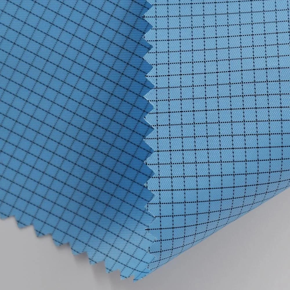 2.5mm Ripstop Grid Polyester Carbon Fiber Antistatic ESD Fabric Cleaning Room Fabric