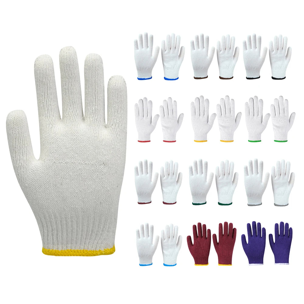 White Cotton Gloves for Construction Safety & Gardening Work-Protective Work Gloves Wholesale