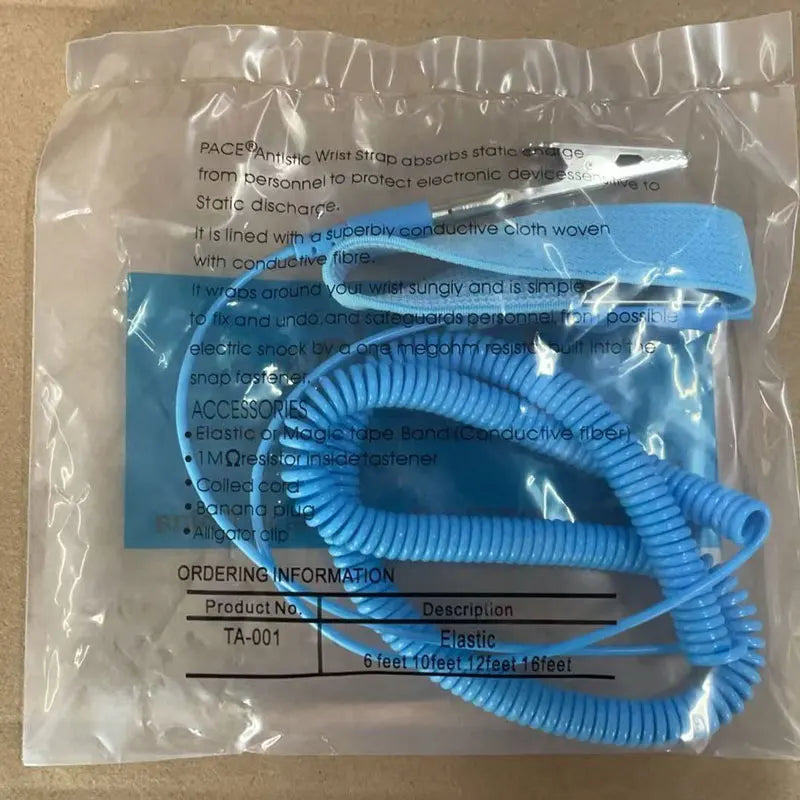 Blue PU Wired Elastic POSH Bag Packing Antistatic Adjustable Wrist Band ESD Wrist Strap for EPA Cleanroom Workshop Use