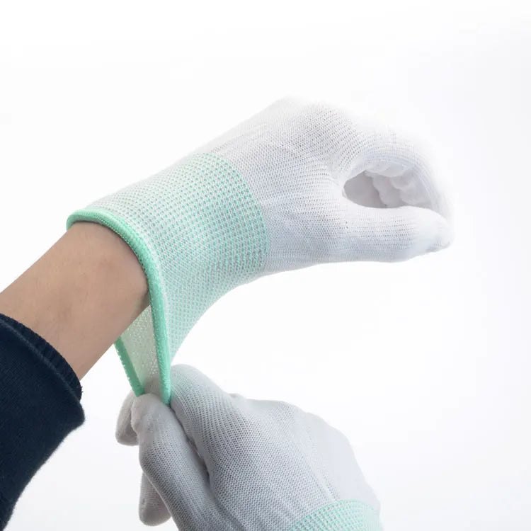13 Gauge PU Palm Coated Gloves Wholesale Wear Resistant Safety Work Gloves White Coating Industry Glove