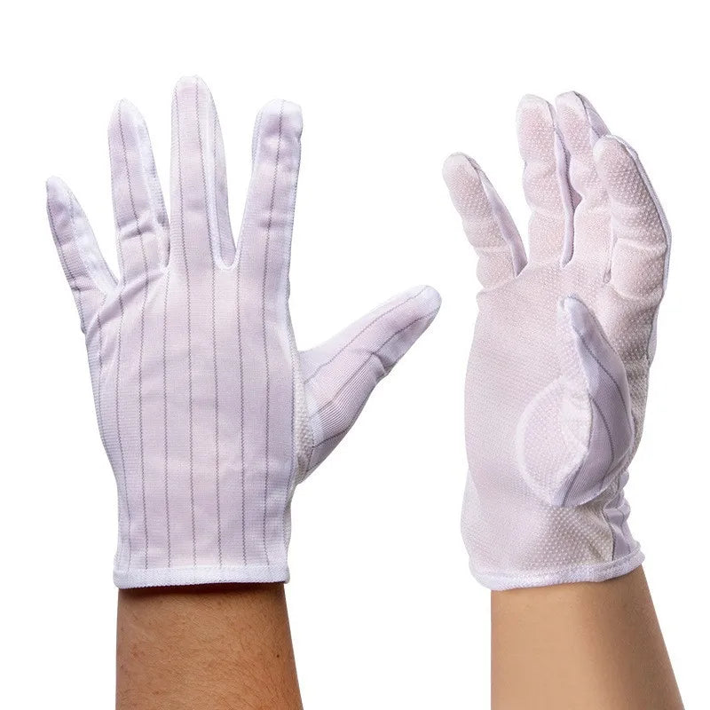 Custom Logo Best Material for Boxes Pu Plam Coatinig Cleanroom Gloves Singapore Esd Dotted Glove