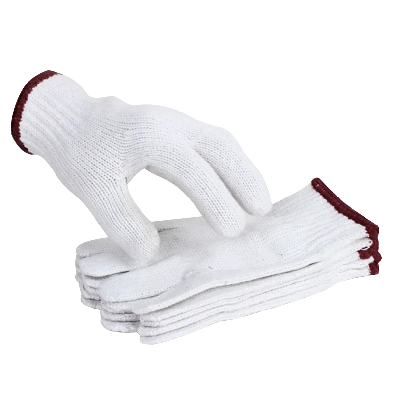 China Wholesale 7/10 Gauge Custom Logo Knitted Protective Hand Safety Gloves Strong Nature Original White Labour Working Gloves