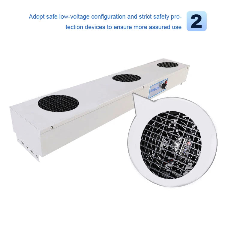 Hot Selling High Quality Horizontal Ion Fan Overhead Industrial Ionizing Air Blower With 3 Fans