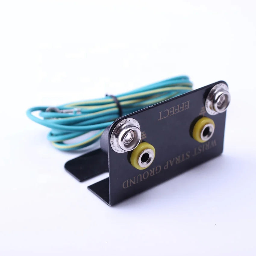 High Quality L Type PU 1.8 Meters Earth Anti-Static ESD Wrist Strap Dual Bench Grounding Socket Plug for Industrial Antistatic