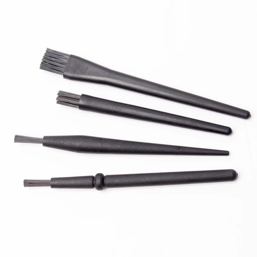 Industrial Small Black Round Handle SMT Machine Black Carbon Fiber Antistatic Cleanroom Conductive ESD Brush for PCB Cleaning