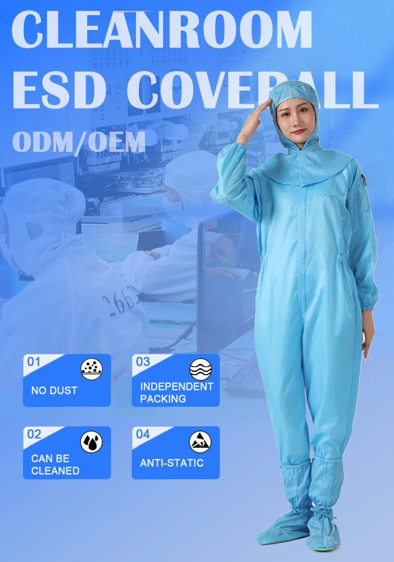 High Quality Manufacturer Cleanroom Coverall Esd Clothes Cleanroom Garment