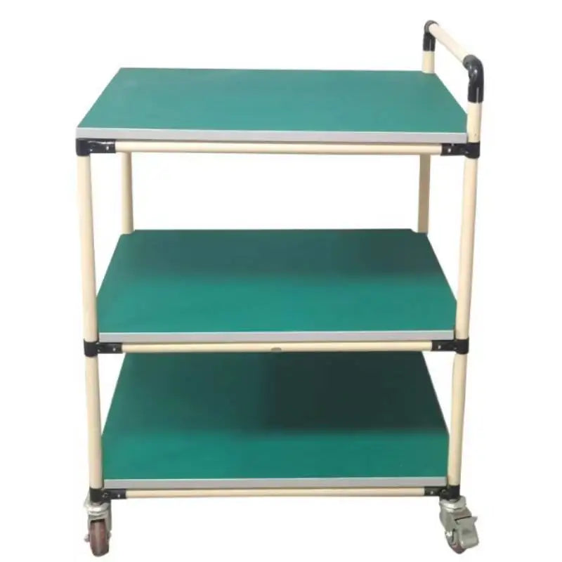 Industrial ESD Lean Tube Cart Workshop Trolley Multi Layer Aluminum Pipe Material Rack