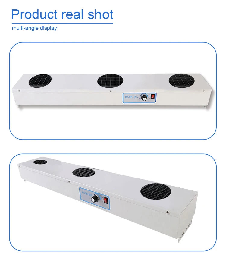 Hot Selling High Quality Horizontal Ion Fan Overhead Industrial Ionizing Air Blower With 3 Fans
