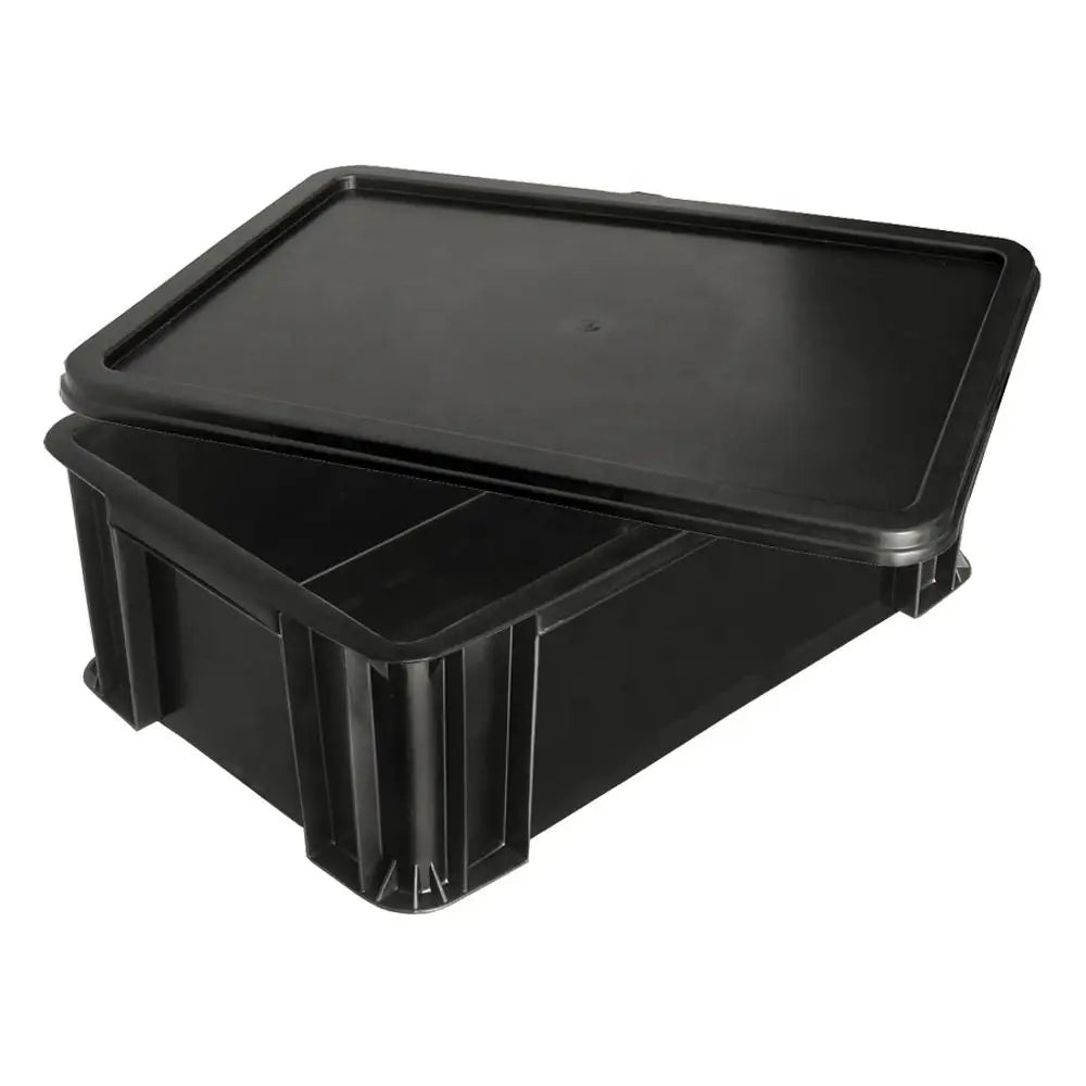 Static Dissipative Storage Plastic Tote Box With Lid European Standard Anti Static Esd Eu Conductive Plastic Box