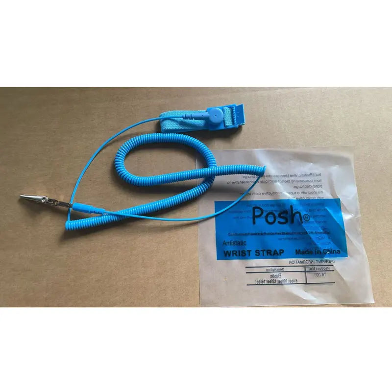 Blue PU Wired Elastic POSH Bag Packing Antistatic Adjustable Wrist Band ESD Wrist Strap for EPA Cleanroom Workshop Use