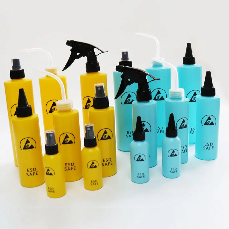 Blue 500ml Plastic Squeeze Type EPA Solvent Dispenser Bottle Antistatic ESD Spray Wash Bottle for ESD Safe Area