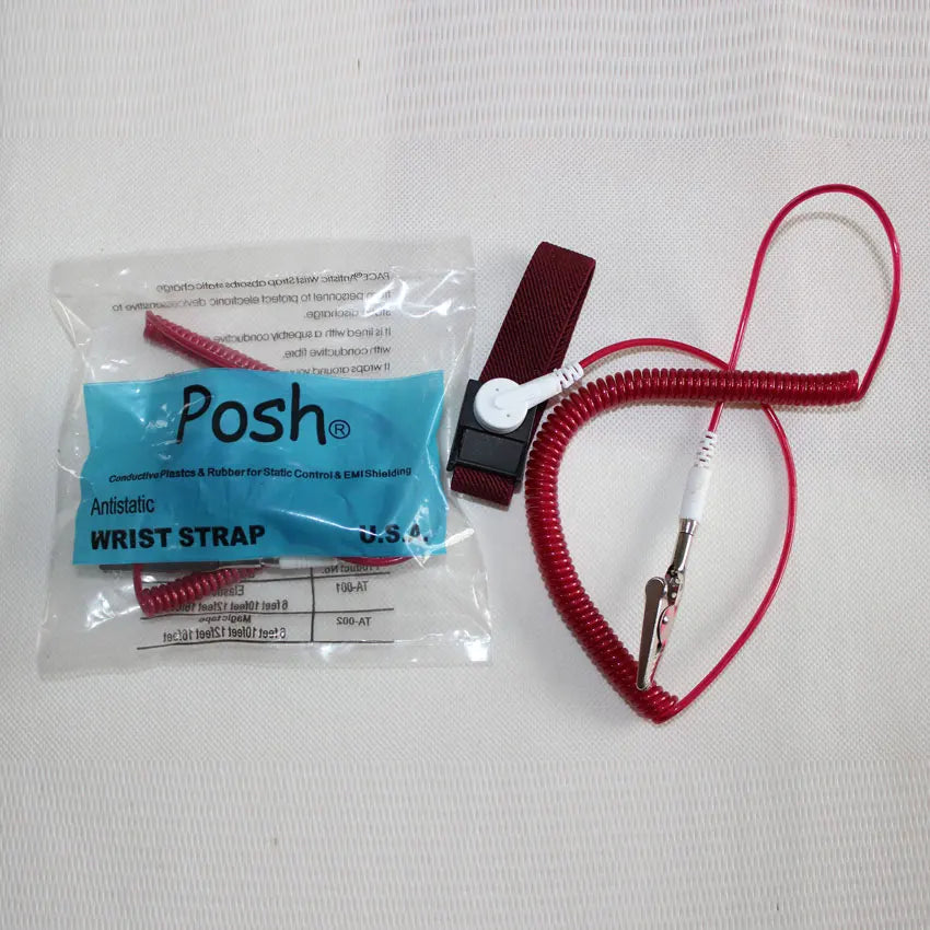 Custom Rose Red PU 2.0m ESD Wrist Wtrap Adjustable Elastic Static Release Wrist Band Anti-static Bracelets With Banana Plug