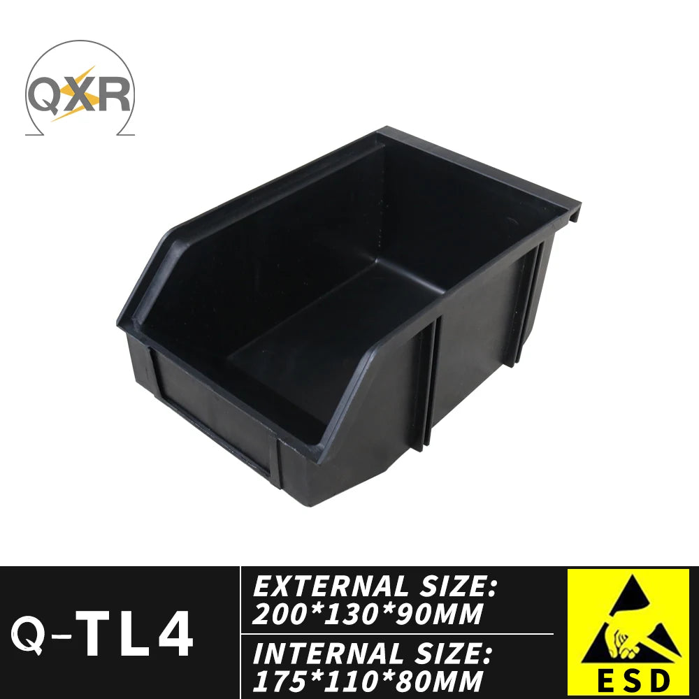 QXR Q-TM1 125*110*60mm Left Right Interlocking Type Black Antistatic Plastic ESD Picking Bin