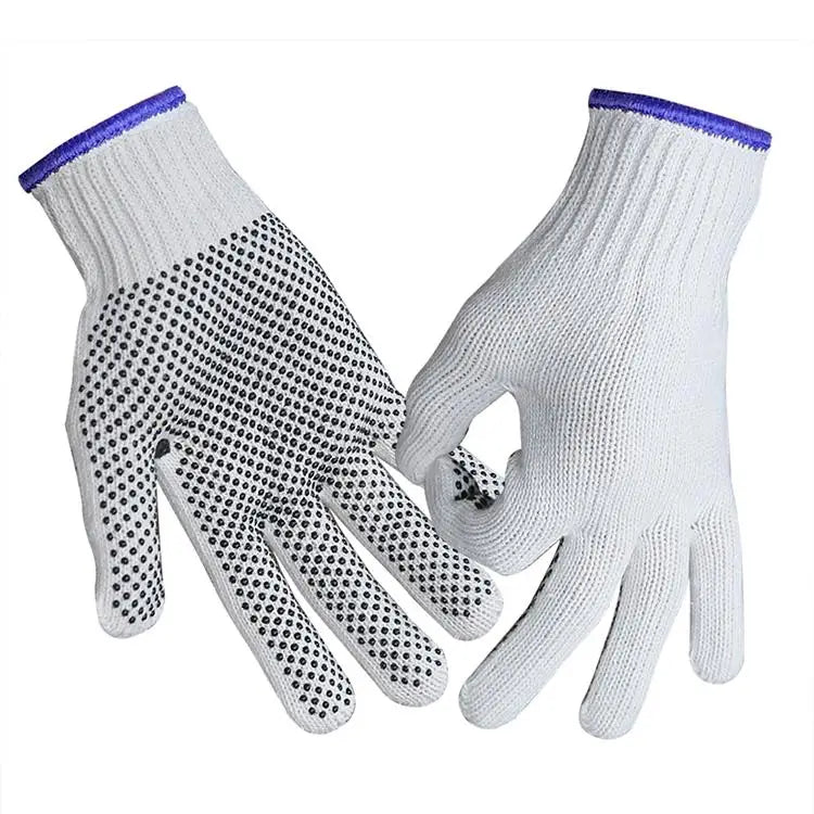 PVC Dotted Cotton + Polyester Knitted Work Gloves Anti Slip Gloves with Dots
