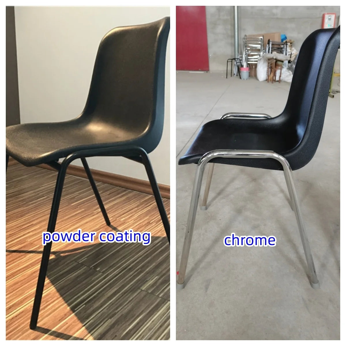 Anti-static Plastic Seat Metal Leg Dining Chair Wholesale High Quality Cheap Custom Stackable Fast Food Restaurant for Sale
