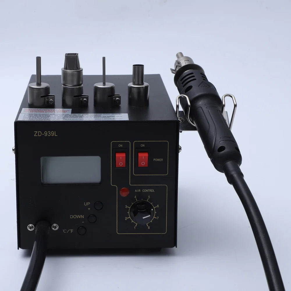 ZD-939L Black Blue Hot Air SMD Rework Station Hot Air Desoldering Gun Digital ESD Station for SMD Rework and Repair