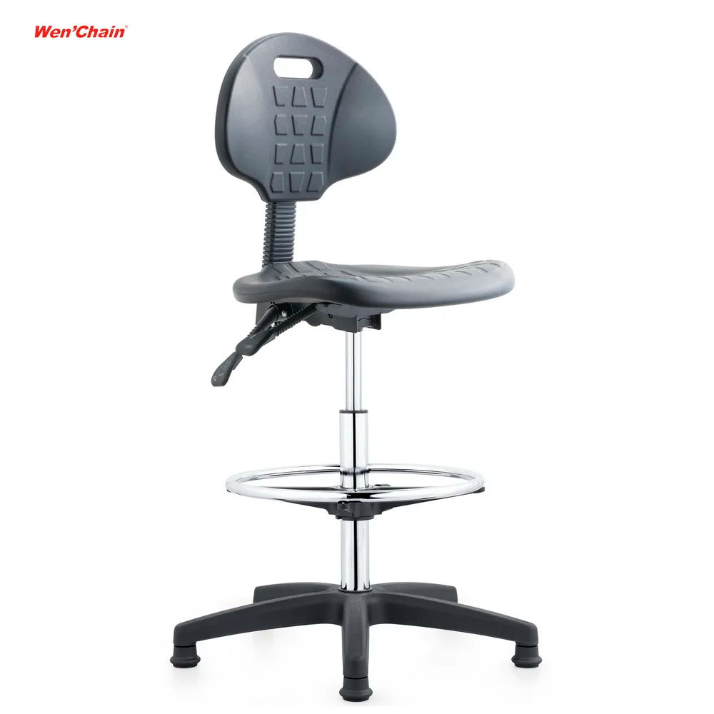 Wenchen Office Furniture Antistatic High ESD Soft PU Lab Foot Ring 2 Lever Mechanism Tilting Work Stool Laboratory Chairs