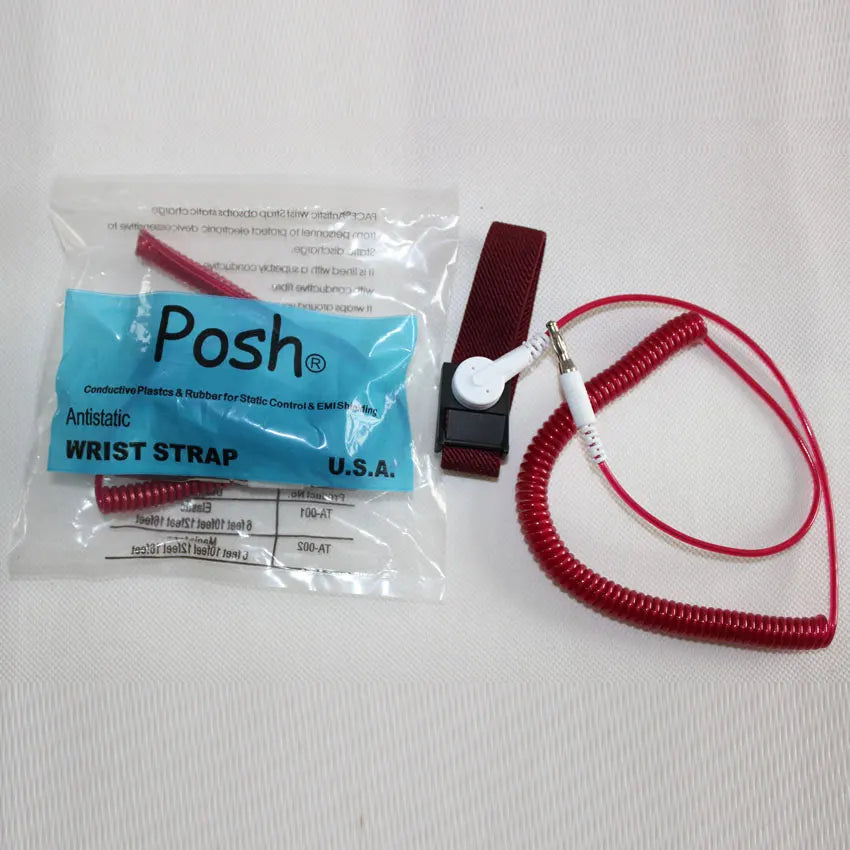Custom Rose Red PU 2.0m ESD Wrist Wtrap Adjustable Elastic Static Release Wrist Band Anti-static Bracelets With Banana Plug