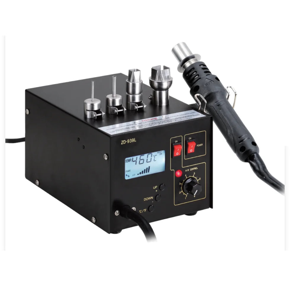ZD-939L Black Blue Hot Air SMD Rework Station Hot Air Desoldering Gun Digital ESD Station for SMD Rework and Repair