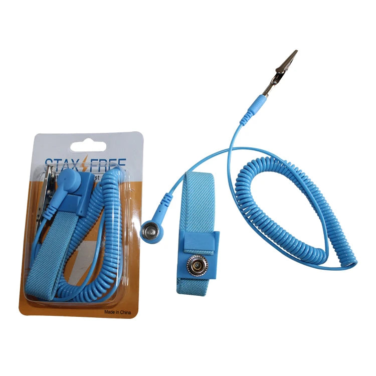 China Manufacture Custom ESD Wrist Strap Blue Wired Wrist Strap Antistatic PVC Wrist Strap for Cleanroom